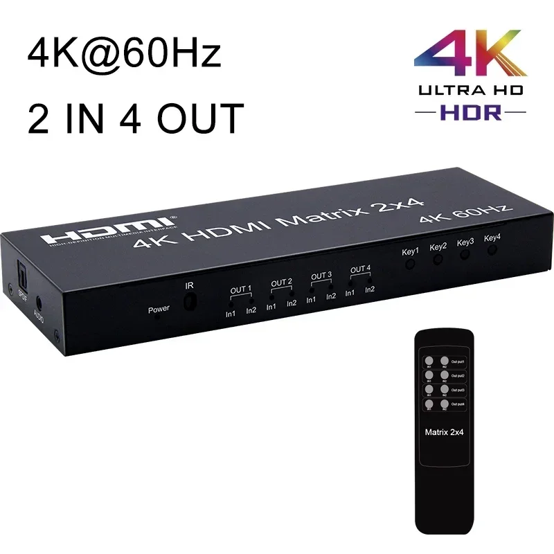 Audio Splitter Y - 4K 60Hz HDMI Matrix 2x4 HDMI