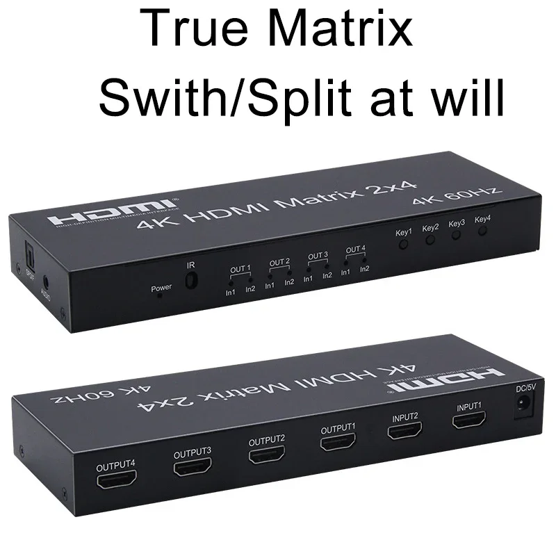 4K 60Hz HDMI Matrix 2x4 HDMI S - Audio Splitter Y reseña y precio